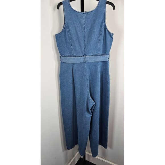 Derek Heart Sleeveless Denim Romper Jumpsuit - Blue - SZ L - Picture 4 of 12